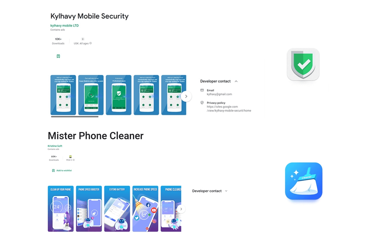 Mister Phone Cleaner и Kylhavy Mobile Security