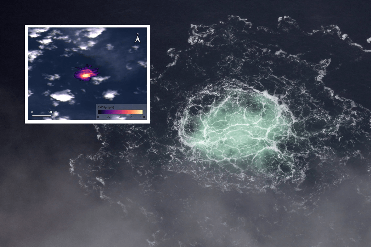 Спутники предоставили снимки, изображающие следы утечки метана из «Северного потока» на дне Балтийского моря