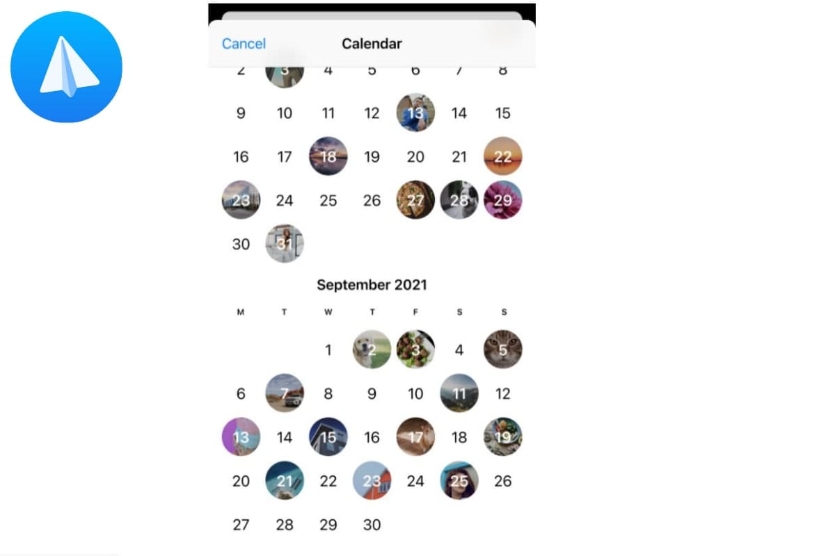 Календарь для файлов из «Медиа» Telegram