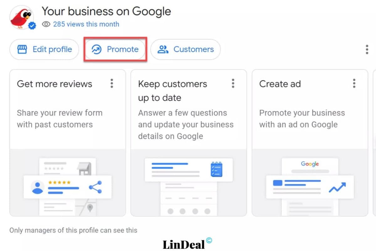кнопка Продвигать в Google Business Profile