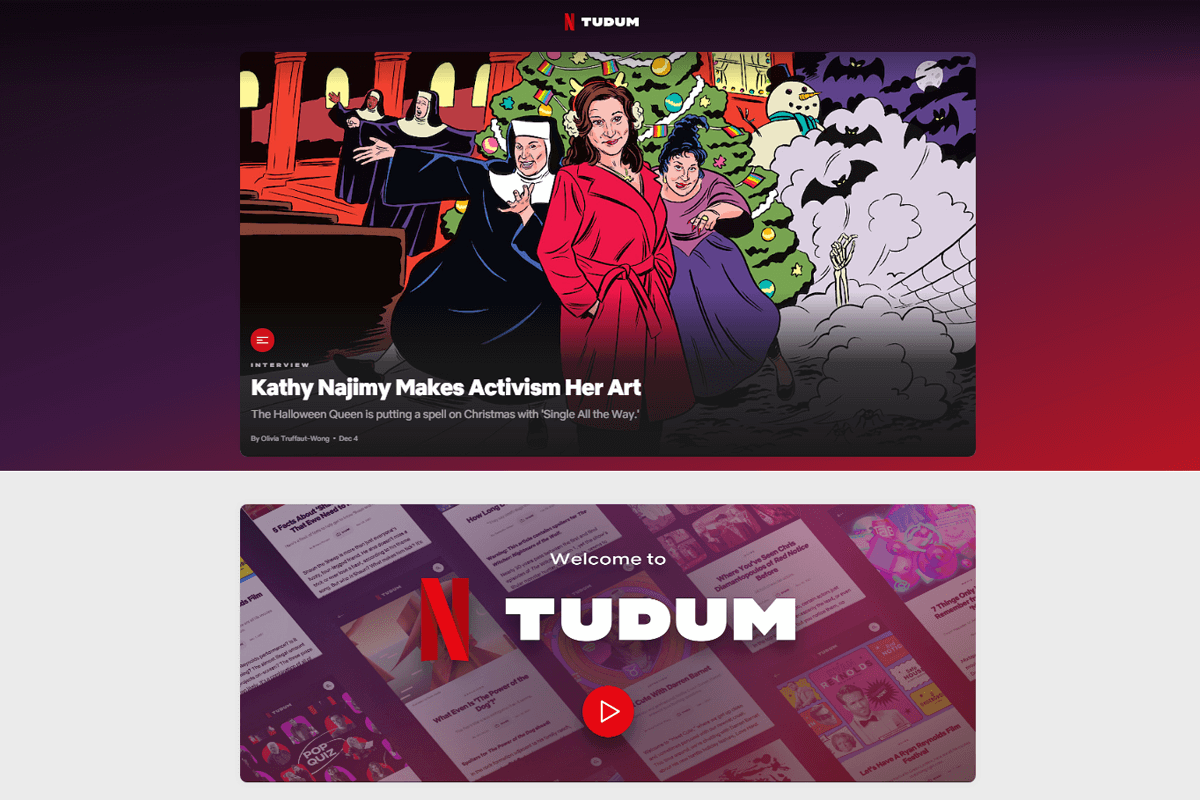 Netflix рассказал о запуске сайта- приложения Tudum с эксклюзивными интервью, анонсами пример и видео со съемок