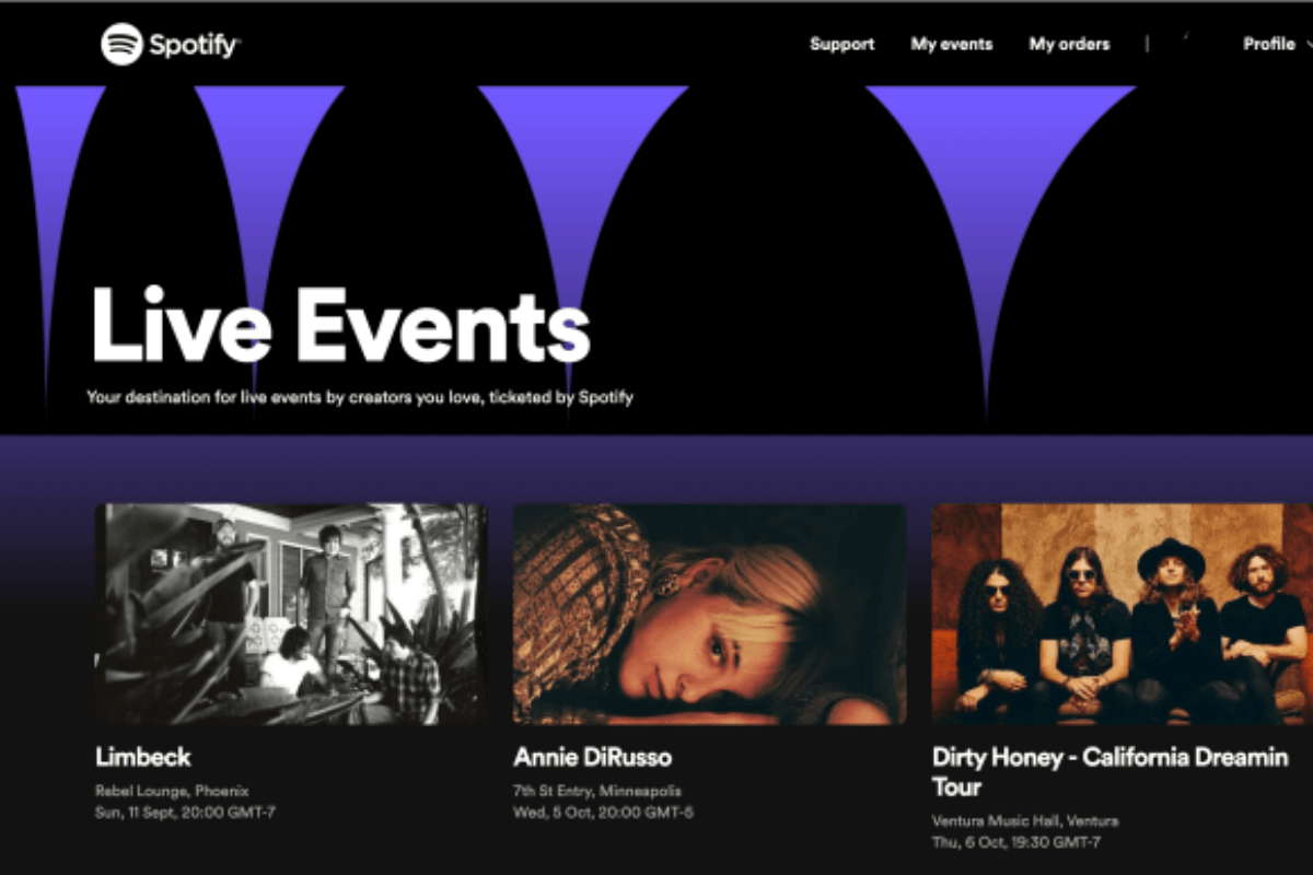 Spotify, заботясь о любителях музыки, запустил сайт продажи билетов на живые концерты