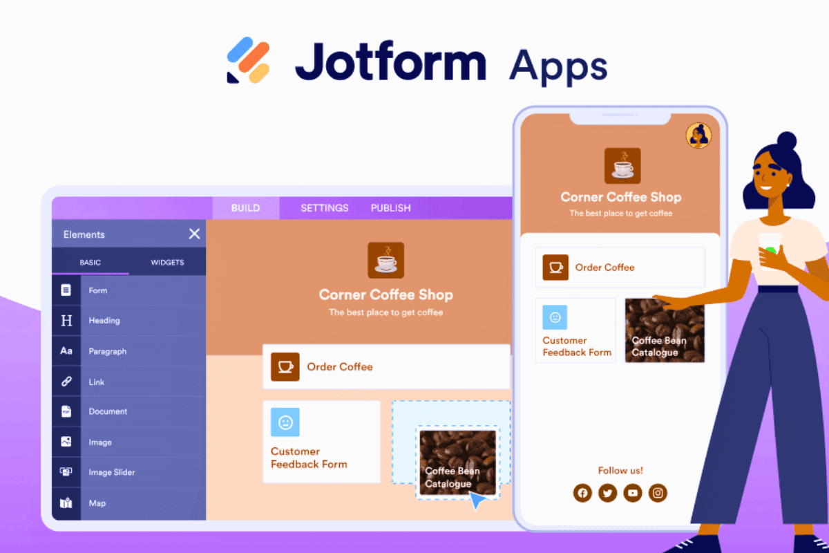 Дополнительные сервисы: Jotform — для разработки PWA, интерфейс на русском языке